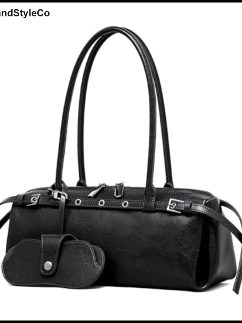 Vintage Genuine Leather Shoulder Bag for Women, Underarm Purse with Eyeglass